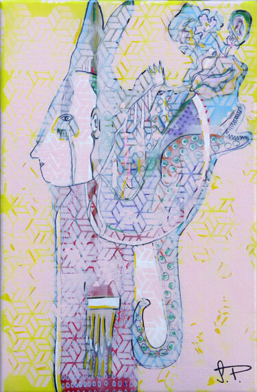 Peinture intitulée "Pensées cachées" par Sandra Pohin, Œuvre d'art originale, Acrylique Monté sur Châssis en bois