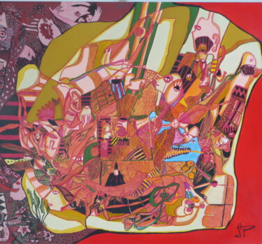 Pintura titulada "Ronde infernale" por Sandra Pohin, Obra de arte original, Acrílico Montado en Bastidor de camilla de madera
