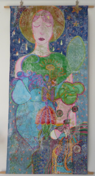 Painting titled "La tête dans les ét…" by Sandra Pohin, Original Artwork, Acrylic