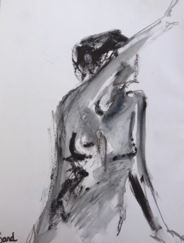 Dessin intitulée "Nu au bras levé" par Sandra Pohin, Œuvre d'art originale, Pastel