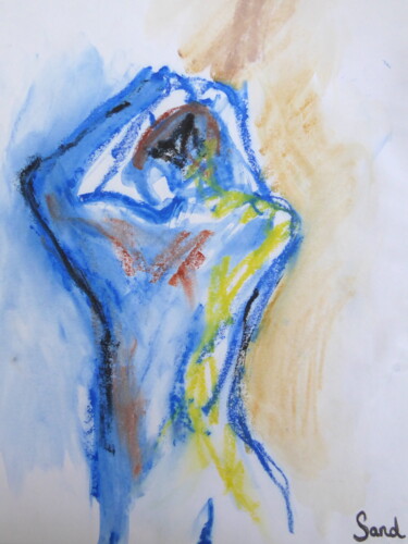 Drawing titled "Nu se coiffant" by Sandra Pohin, Original Artwork, Pastel