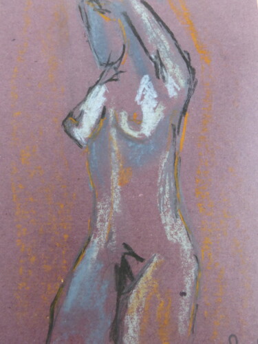 Dessin intitulée "nu au fond 2" par Sandra Pohin, Œuvre d'art originale, Pastel