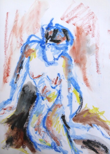 Картина под названием "Nu penché" - Sandra Pohin, Подлинное произведение искусства, Пастель