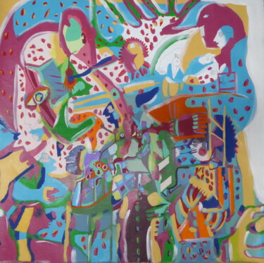 Malerei mit dem Titel "Fête foraine" von Sandra Pohin, Original-Kunstwerk, Acryl