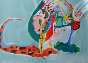 Malerei mit dem Titel "Super-héros" von Sandra Pohin, Original-Kunstwerk, Acryl