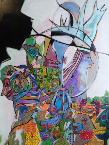 Peinture intitulée "Carnaval" par Sandra Pohin, Œuvre d'art originale, Acrylique Monté sur Châssis en bois