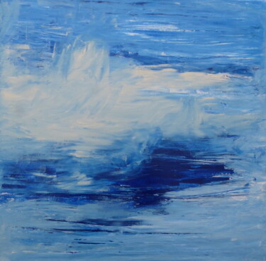 Painting titled "Bleu n°2" by Sandra Pohin, Original Artwork, Acrylic Mounted on Wood Stretcher frame