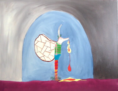 Картина под названием "Bestiole ailée" - Sandra Pohin, Подлинное произведение искусства, Масло Установлен на Деревянная рама…