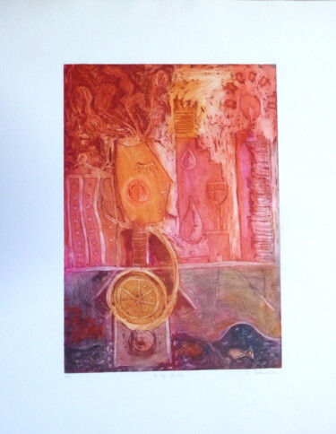 Incisioni, stampe intitolato "A la pêche 4/6" da Sandra Pohin, Opera d'arte originale, incisione