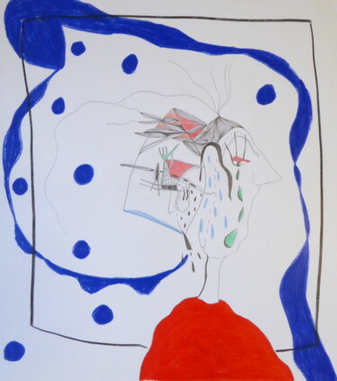 Dessin intitulée "Dans la tête" par Sandra Pohin, Œuvre d'art originale, Graphite