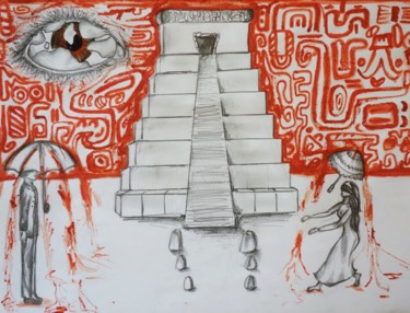 Disegno intitolato "The blind View.jpg" da Sandra Schacherl, Opera d'arte originale, Grafite