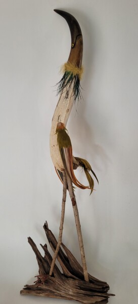 Skulptur mit dem Titel "Master of patience…" von Sandra Veillette, Original-Kunstwerk, Holz