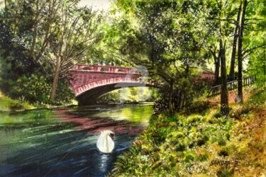 Peinture intitulée "Au pont Sainte Barbe" par Sandra B., Œuvre d'art originale, Aquarelle