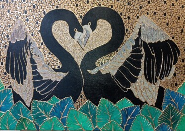 Peinture intitulée "Black love" par Sandraeva, Œuvre d'art originale, Acrylique Monté sur Châssis en bois