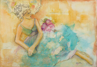 Pintura titulada "Moça em Azul" por Sandra Filardi, Obra de arte original, Oleo