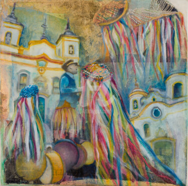 Pintura intitulada "Congado Mineiro II" por Sandra Filardi, Obras de arte originais, Óleo