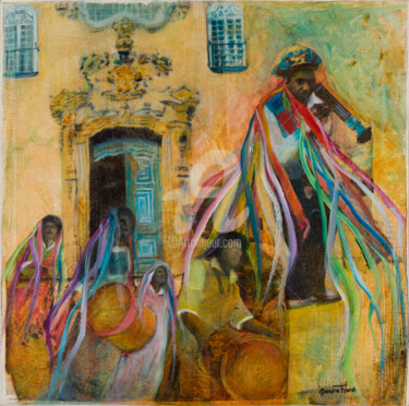 Pittura intitolato "Congado Mineiro V" da Sandra Filardi, Opera d'arte originale, Olio