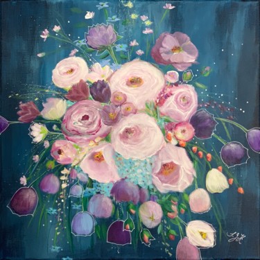 Peinture intitulée "Pretty in Blue" par Sandra Gebhardt-Hoepfner, Œuvre d'art originale, Acrylique