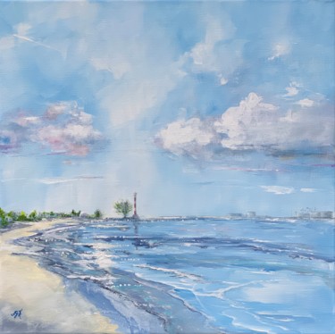 Malerei mit dem Titel "Blankenese Beach" von Sandra Gebhardt-Hoepfner, Original-Kunstwerk, Acryl