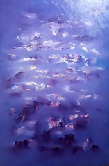 Pintura intitulada "Mar de Ametista" por Sandra Maria Honorato S. Souza, Obras de arte originais, Óleo