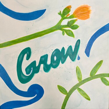 Painting titled "Grow" by Sandramarie Benny, Original Artwork, Acrylic Mounted on Wood Stretcher frame