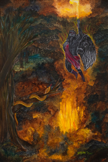 Painting titled "El Diablo" by Sandra Osaer, Original Artwork, Acrylic