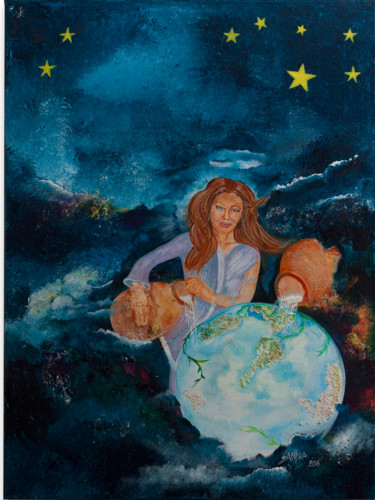 Schilderij getiteld "La Estrella" door Sandra Osaer, Origineel Kunstwerk, Acryl