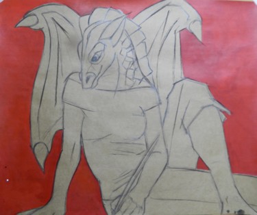 Dibujo titulada "Mujer Dragón" por Sandra Tysak, Obra de arte original, Carbón