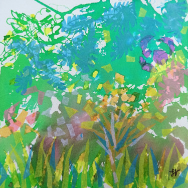 Painting titled "Le jardin des hespé…" by Sandra Vigouroux, Original Artwork, Watercolor