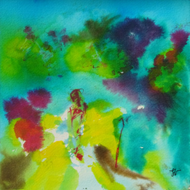 Peinture intitulée "La promenade" par Sandra Vigouroux, Œuvre d'art originale, Aquarelle