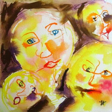 Painting titled "Lunes" by Sandra Vigouroux, Original Artwork, Watercolor