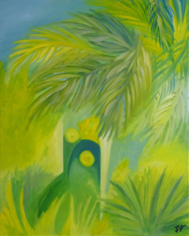 Painting titled "Esprits de la Forêt" by Sandra Vigouroux, Original Artwork, Oil