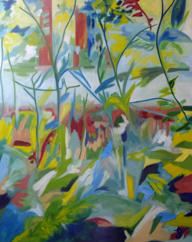 Painting titled "Forêt d'argent" by Sandra Vigouroux, Original Artwork, Oil
