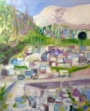 Peinture intitulée "Les terrasses de pi…" par Sandra Vigouroux, Œuvre d'art originale, Huile