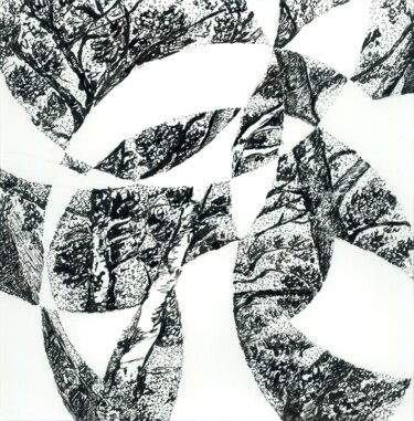 Tekening getiteld "Les arbres de Pougna" door Sandra Vigouroux, Origineel Kunstwerk, Inkt