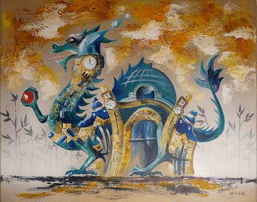绘画 标题为“GARE DE LIMOGES AU…” 由Sandrine Audevard, 原创艺术品, 丙烯 安装在木质担架架上