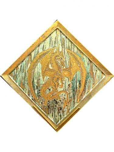 Peinture intitulée "Le dragon d'or" par Sandrine Audevard, Œuvre d'art originale