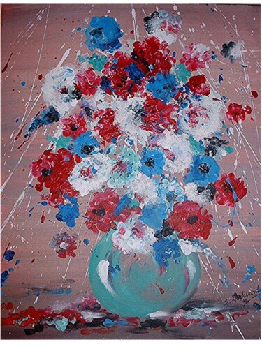 Peinture intitulée "fleurs" par Sandrine Audevard, Œuvre d'art originale, Huile