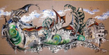 Pittura intitolato "Bourdeilles 2008" da Sandrine Audevard, Opera d'arte originale