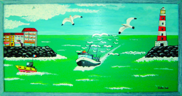 Peinture intitulée "entree-au-port.jpg" par Saba, Œuvre d'art originale