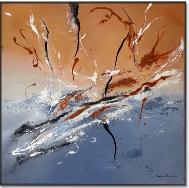 Painting titled "Marine" by Sandrine Belmont, Original Artwork, Acrylic Mounted on Wood Stretcher frame