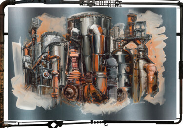 Pintura intitulada "CUVE 3" por Sandrine Blondel, Obras de arte originais, Acrílico Montado em Metal