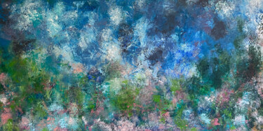 Peinture intitulée "Entre ciel et fleurs" par Sandrine Cayet, Œuvre d'art originale, Huile