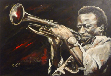 Painting titled "Miles Davis" by Sandrine Chalot, Original Artwork, Acrylic