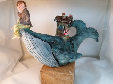 Sculpture titled "Le petit rêveur" by Sandrine De Zorzi, Original Artwork, Ceramics