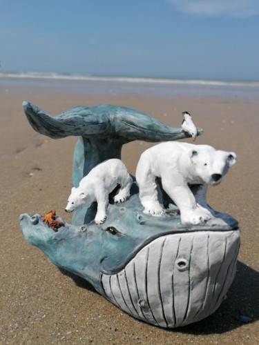 Sculpture intitulée "Les ours blancs" par Sandrine De Zorzi, Œuvre d'art originale, Argile