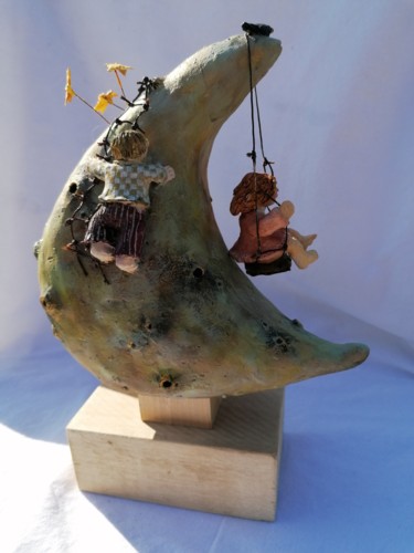 Sculpture intitulée "La balançoire" par Sandrine De Zorzi, Œuvre d'art originale, Argile