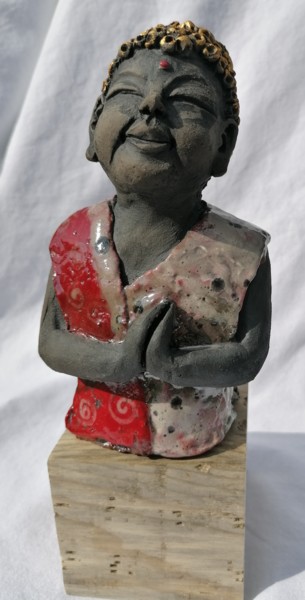 Sculpture titled "Bouddha" by Sandrine De Zorzi, Original Artwork, Clay