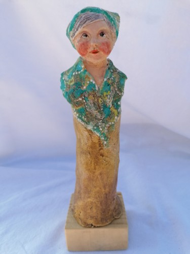 Sculpture titled "La petite Nona" by Sandrine De Zorzi, Original Artwork, Clay