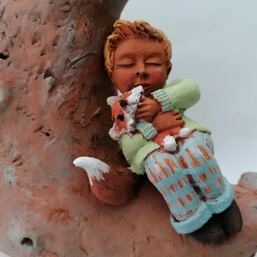 Rzeźba zatytułowany „Lune"Calin du petit…” autorstwa Sandrine De Zorzi, Oryginalna praca, Ceramika